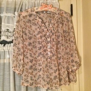 🌻⭐️ Pinky Lite Pink Floral Sheer Blouse